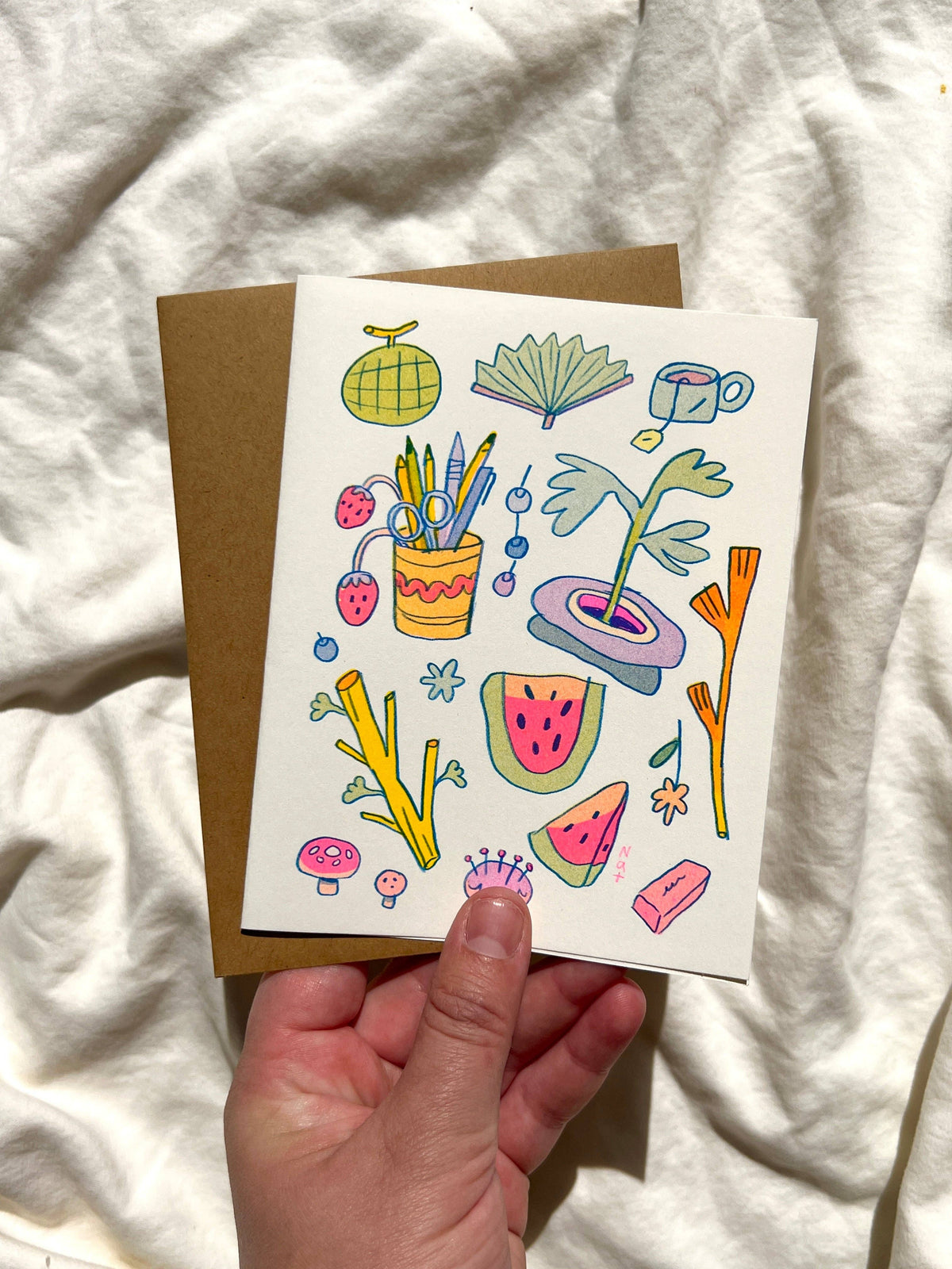 Watermelon Collection - Blank Riso Printed Greeting Card