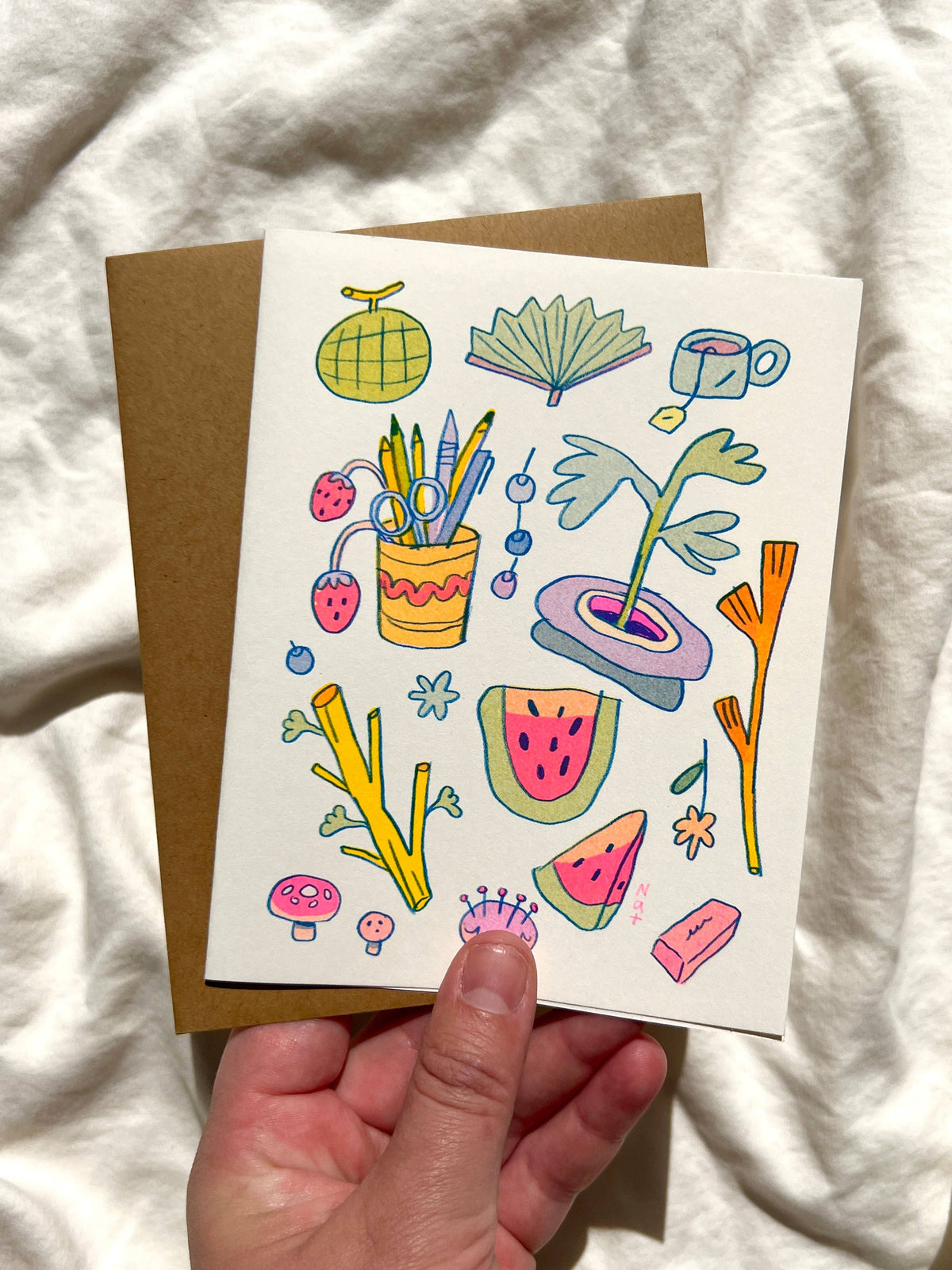 Watermelon Collection - Blank Riso Printed Greeting Card