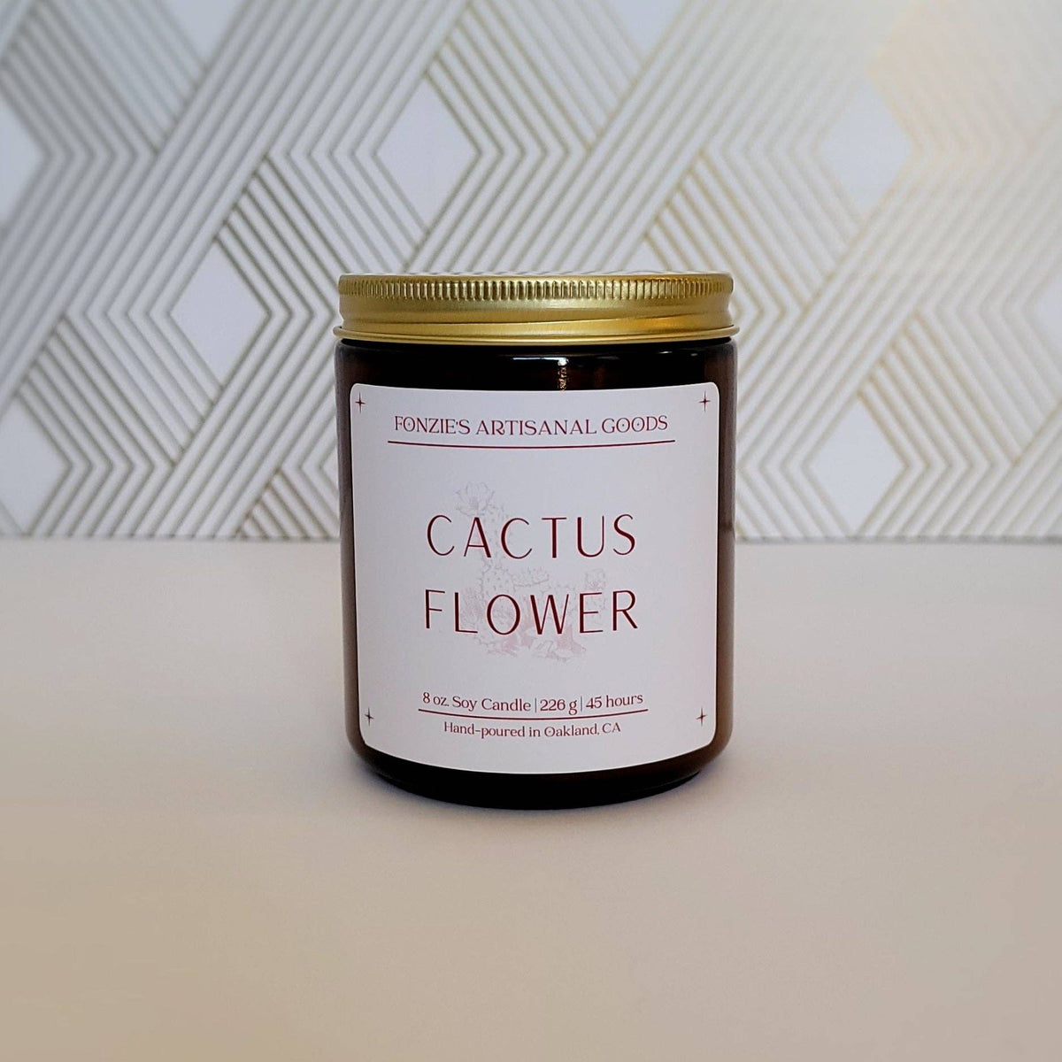 Cactus Flower 8 oz Amber Jar