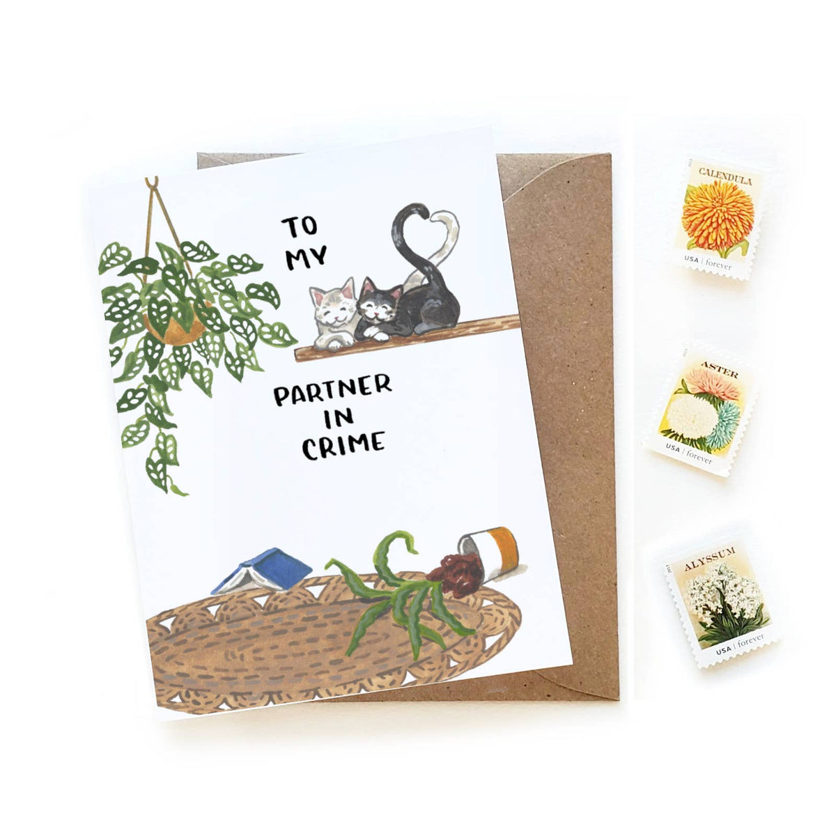 Partner in Crime Sneaky Cats Love Card