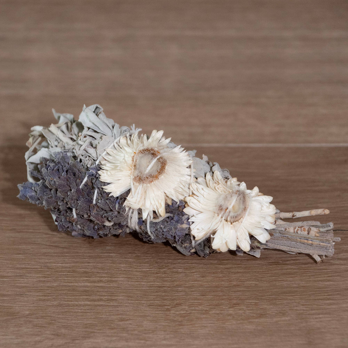 4&quot; Lavender Strawflower and White Sage Smudge Wand