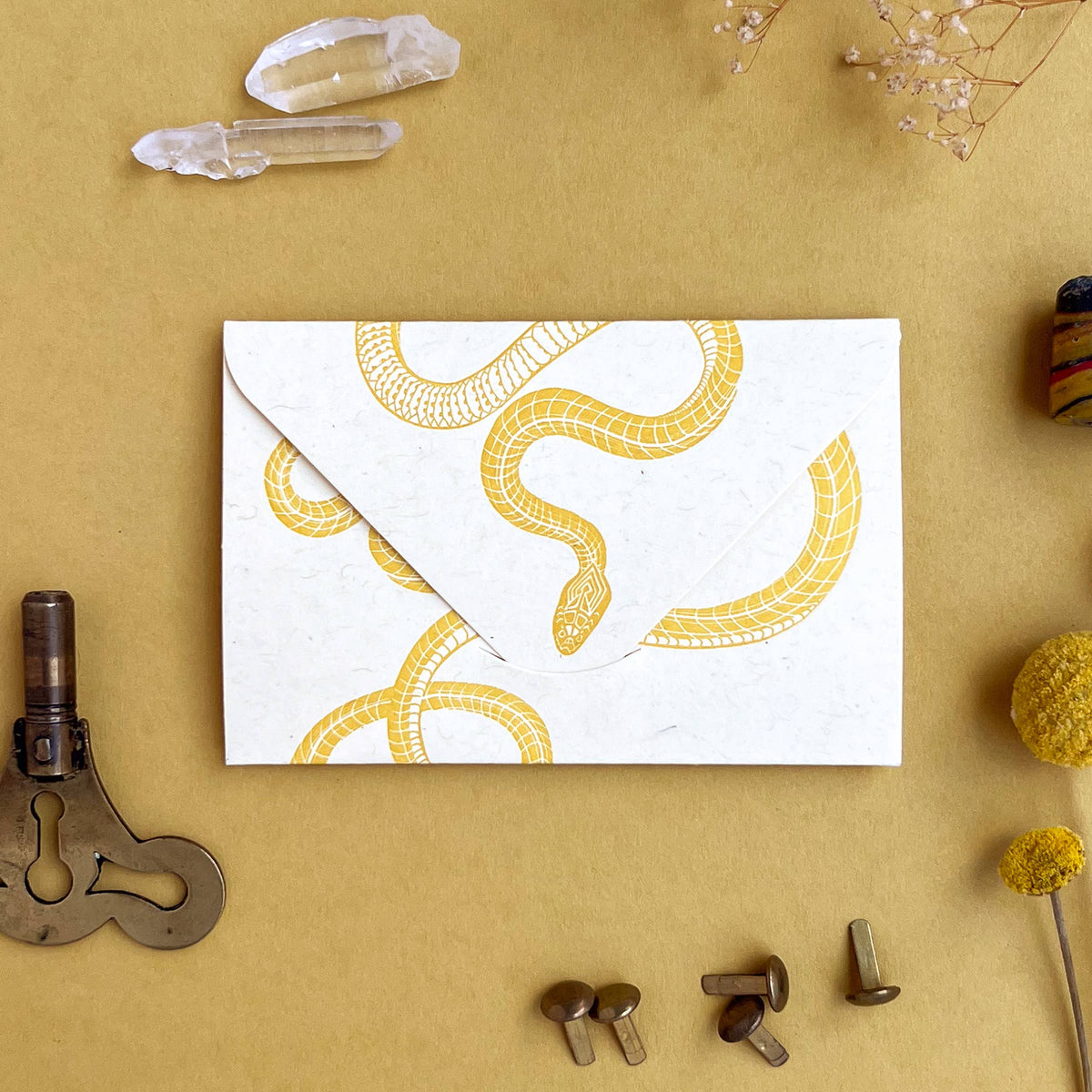 Snake yellow gold mini card