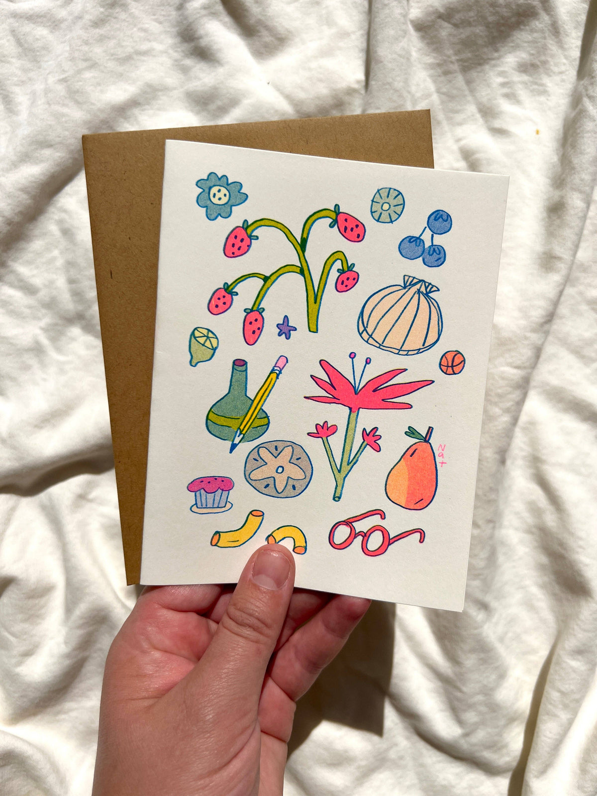 Seashell Collection Card - Blank Riso Printed Greeting Card