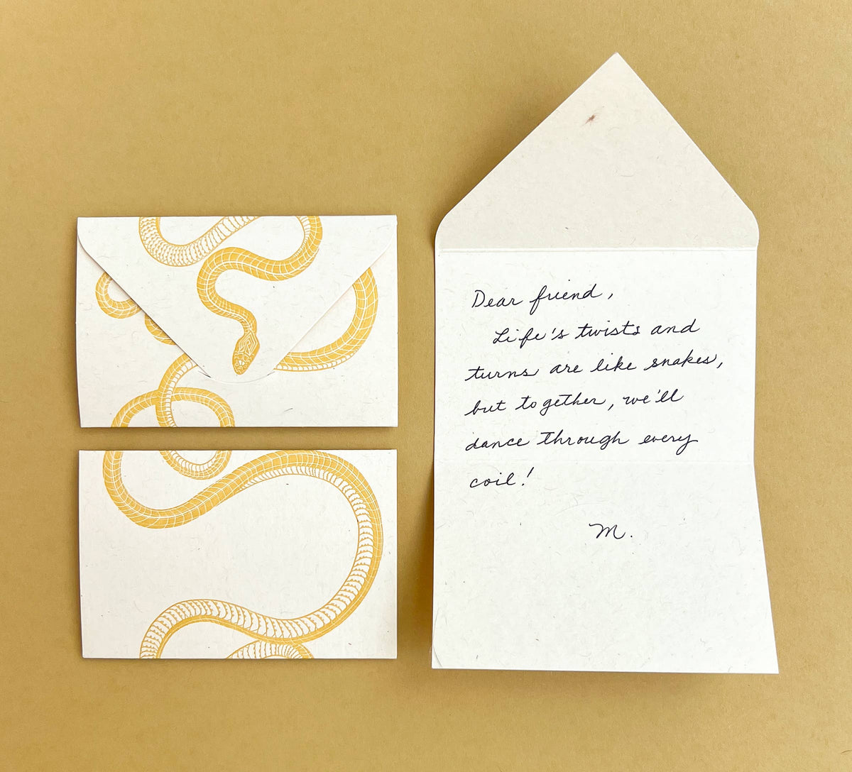 Snake yellow gold mini card