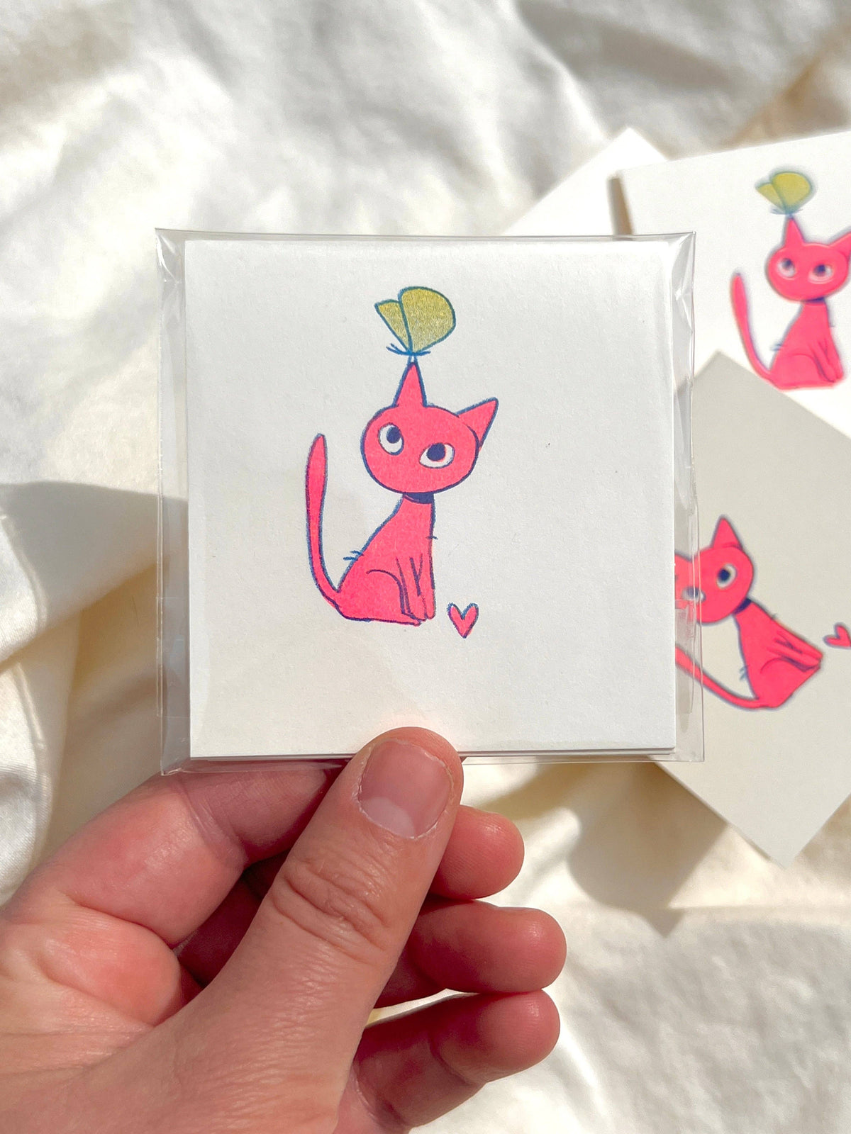 Little Cat Love Riso Printed Card