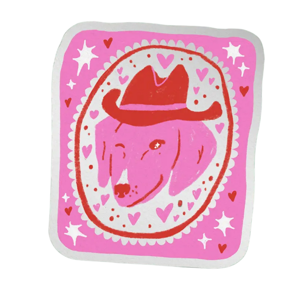 Cowboy Puppy Hearts Mirror Sticker