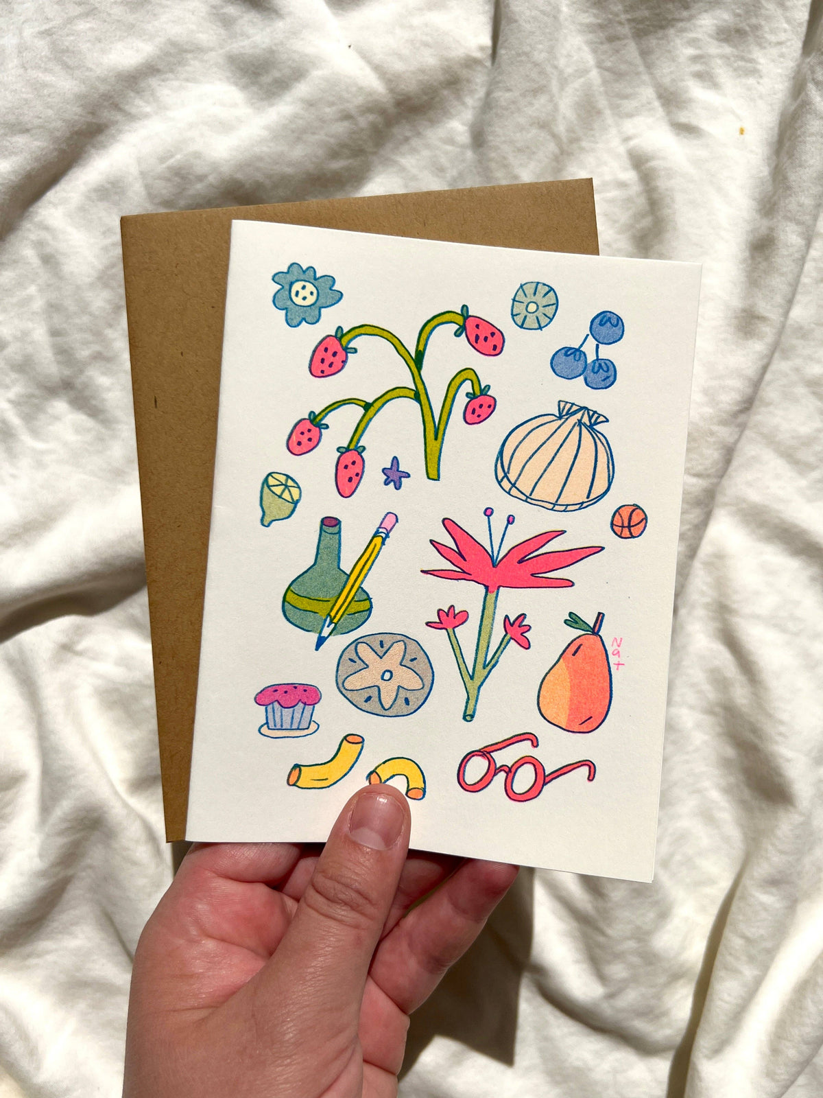 Seashell Collection Card - Blank Riso Printed Greeting Card