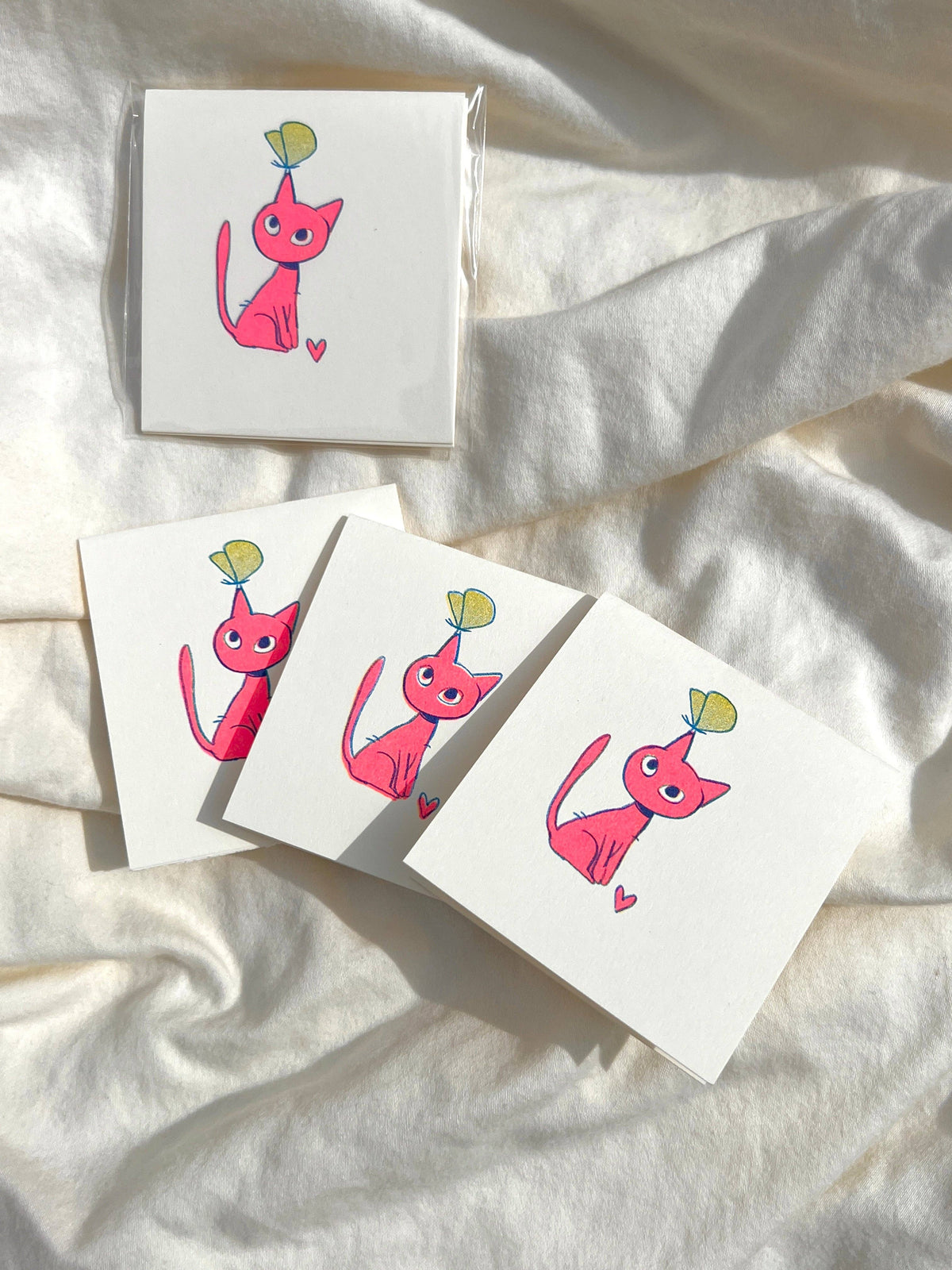 Little Cat Love Riso Printed Card