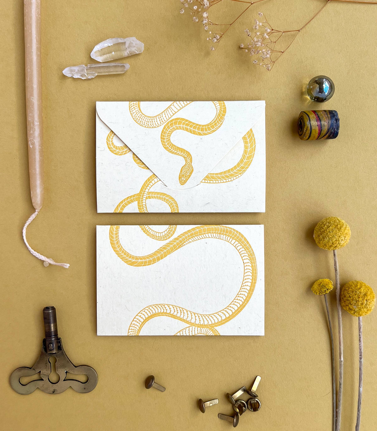 Snake yellow gold mini card