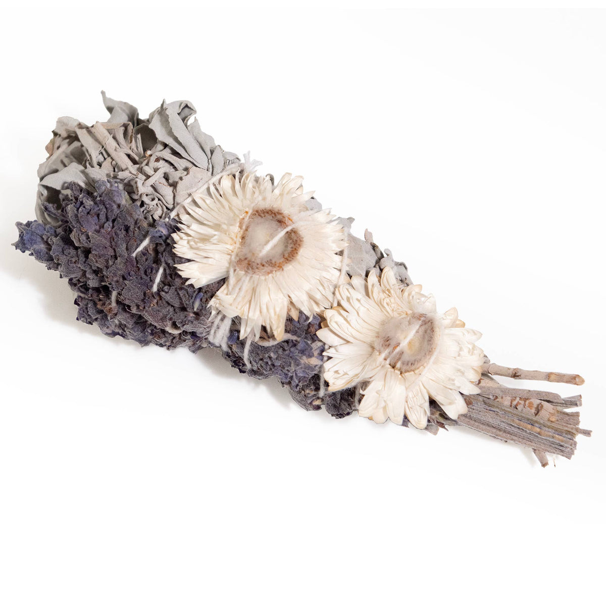 4&quot; Lavender Strawflower and White Sage Smudge Wand